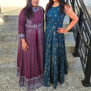 Wedding Gown with Duptta - Hunter Green and Copper Gold